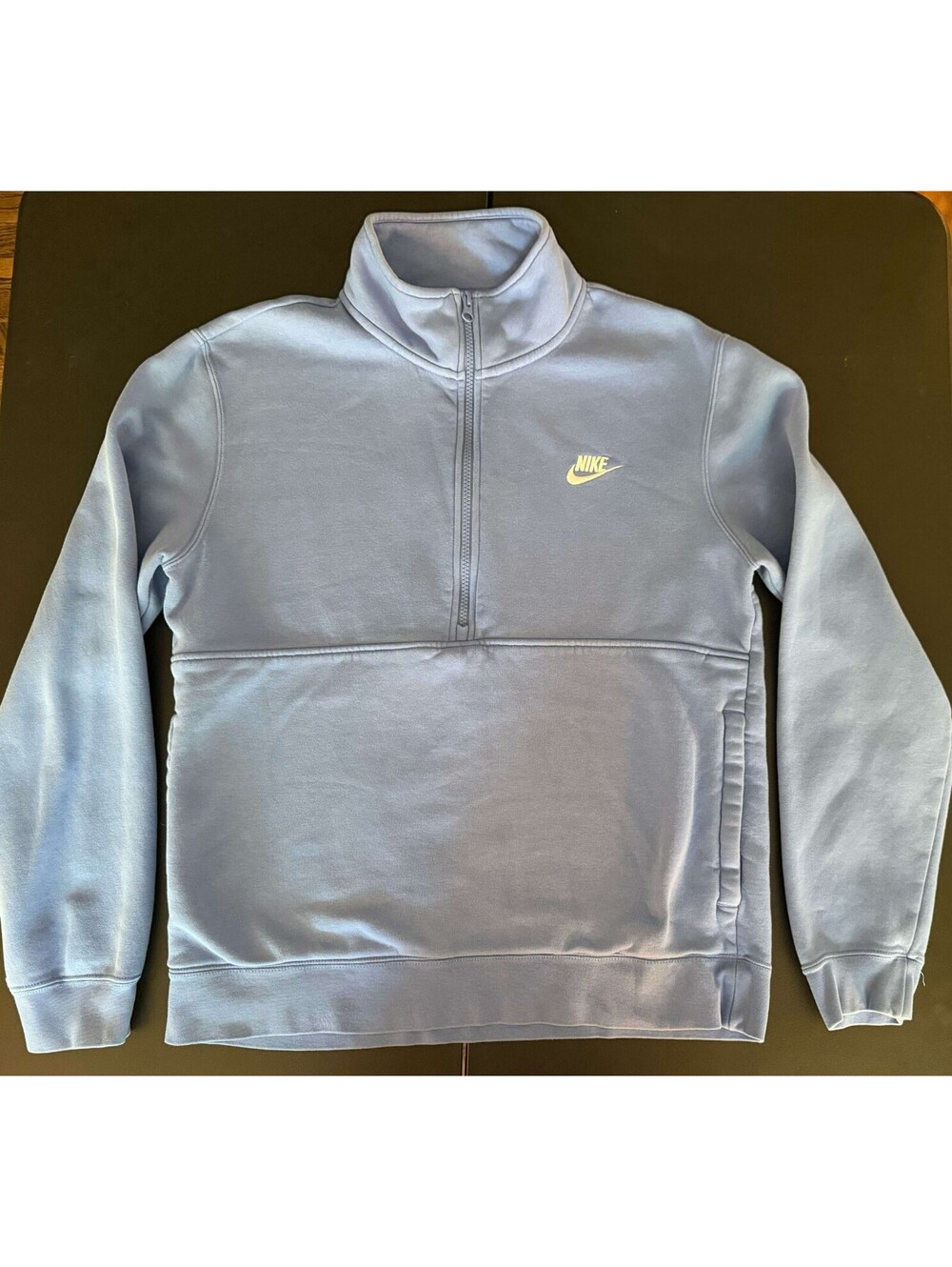 NIKE Mens MEDIUM Sportswear Club Brushed-Back Zip Pullover Sweatshirt Light Blue